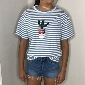 Boxy Striped Cactus T Shirt